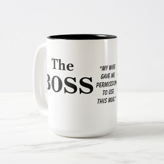 ボスの夫のユーモアのマグ ツートーンマグカップ (正面左)