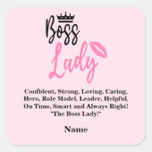 ボスの女パーソナライズされた性、彼女のための名前のギフト スクエアシール (正面)