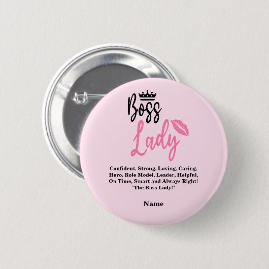 ボスの女パーソナライズされた性、彼女のための名前のギフト 缶バッジ (正面&裏面)