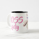 ボスの女性マグの水彩画の花柄 ツートーンマグカップ (正面左)