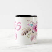 ボスの女性マグの水彩画の花柄 ツートーンマグカップ (中央)