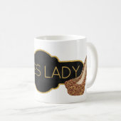 ボスの女性|シックで黒い金ゴールドのグリッターの靴 コーヒーマグカップ (正面右)