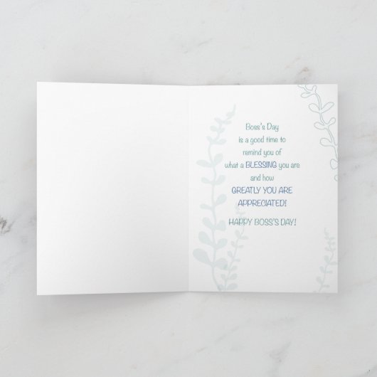 ボスの日の宗教的な緑の手描き外観 カード (内部)