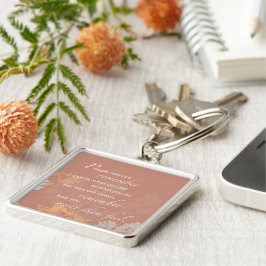 ボスの日ワイルドフラワーシルエット・オン・ブラウン キーホルダー