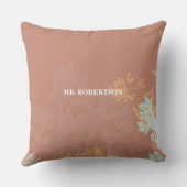 ボスの日ワイルドフラワーシルエット・オン・ブラウン クッション (裏面)