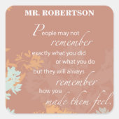 ボスの日ワイルドフラワーシルエット・オン・ブラウン スクエアシール (正面)