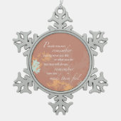 ボスの日ワイルドフラワーシルエット・オン・ブラウン スノーフレークピューターオーナメント (正面)