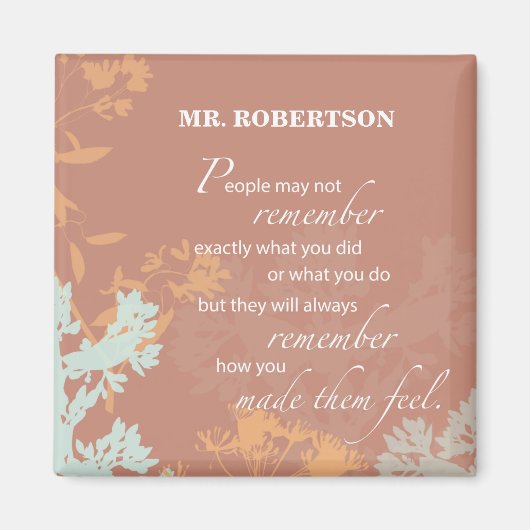 ボスの日ワイルドフラワーシルエット・オン・ブラウン マグネット (正面)