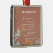 ボスの日ワイルドフラワーシルエット・オン・ブラウン メタルオーナメント (右)