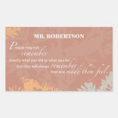 ボスの日ワイルドフラワーシルエット・オン・ブラウン 長方形シール (正面)