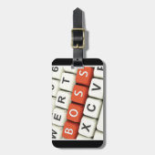 ボスの日、コンピュータキーボードの赤いボス ラゲッジタグ (正面縦)