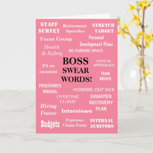 ボスの誓い |メおもしろいスボス誕生日 カード (黄色い花)