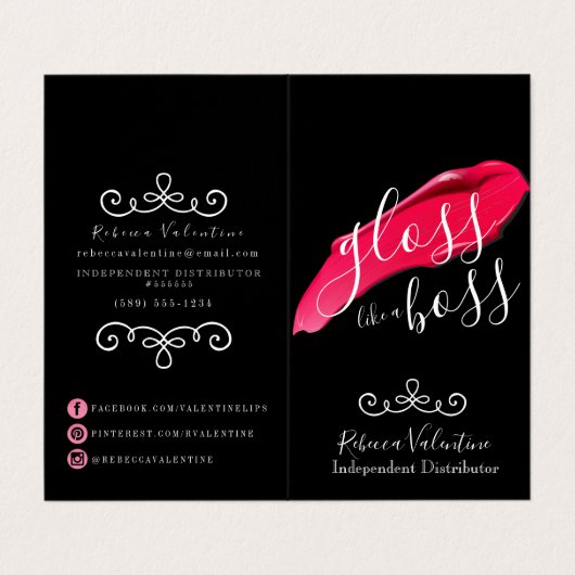 ボスのLipsenseによって折られる名刺のような光沢 名刺 (外部フラット)