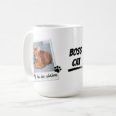 ボスはひげ Cat Paw 写真タイポグラフィー コーヒーマグカップ (正面左)