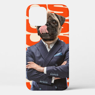 ボスは犬の頭が両手を組んで立つ iPhone 12ケース