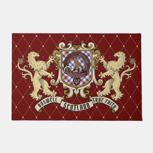 ボスウェルクランバッジ&タータンチェック ドアマット (正面)