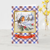 ボスウェルクレスト&タータンチェック(ロビン付パーソナライズされた) カード (黄色い花)