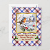 ボスウェルクレスト&タータンチェック(ロビン付パーソナライズされた) シーズンポストカード (正面/裏面)