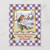ボスウェルクレスト&タータンチェック(ロビン付パーソナライズされた) シーズンポストカード (正面)