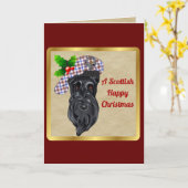 ボスウェルバッジ&タータンチェックパーソナライズされたクリスマス カード (黄色い花)