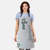 ボスエプロン抽象芸術トレンドデコーキッチングリーン エプロン (着用した状態)