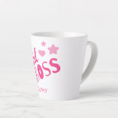 ボスカスタムタイポグラフィピンクハート カフェラテマグ (右アングル)