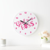 ボスカスタムタイポグラフィピンクハート ラージ壁時計 (ホーム)