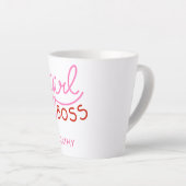 ボスカスタムタイポグラフィピンク赤いハート カフェラテマグ (右アングル)