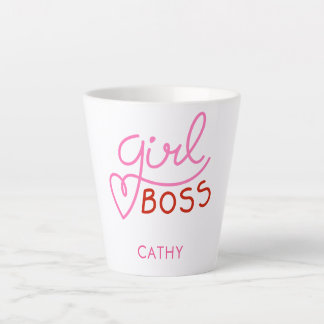 ボスカスタムタイポグラフィピンク赤いハート カフェラテマグ