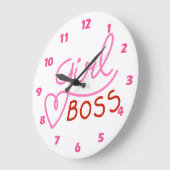 ボスカスタムブランドガールピンクレッドラージクロック ラージ壁時計 (傾斜)