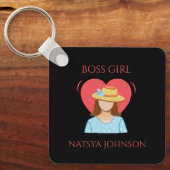 ボスガールかわいい編集可能ユニークな キーホルダー (正面)