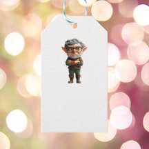 ボスクリスマス小妖精や小人ホワイトギフトラベル