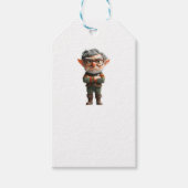 ボスクリスマス小妖精や小人ホワイトギフトラベル ギフトタグ (正面)