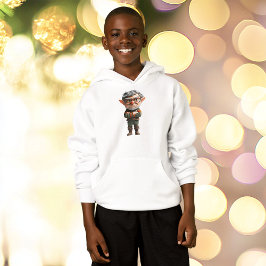 ボスクリスマス小妖精や小人ボーイズフード付きスウェットシャツ