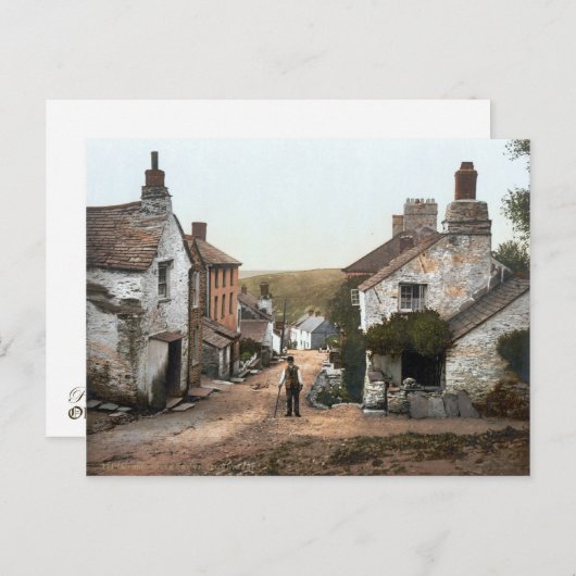 ボスケッスルビレッジ通りコーンウォールc.1895 ポストカード (正面/裏面)