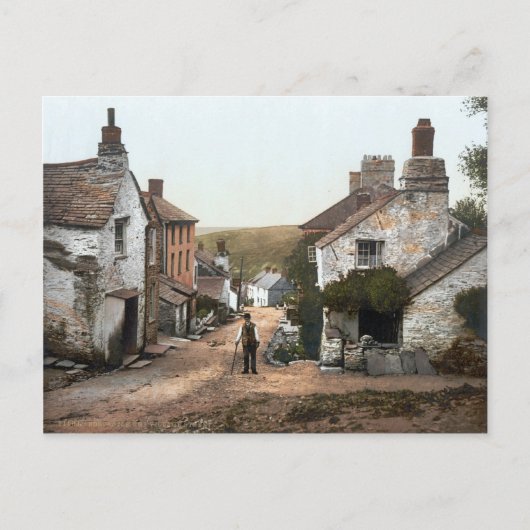 ボスケッスルビレッジ通りコーンウォールc.1895 ポストカード (正面)