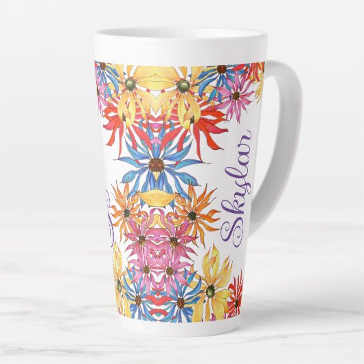 ボスタイトル名図解入りの、写真付きのフローララテMag カフェラテマグ (右アングル)