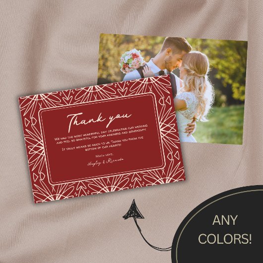 ボスタイリッシュホパターン（の模様が）ある結婚サンキューカード サンキューカード