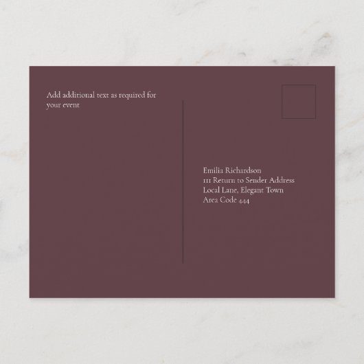 ボスティックバラブルゴーニュ秋の結婚式 ポストカード (裏面)