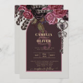 ボスティックバラブルゴーニュ秋の結婚式 招待状 (正面/裏面)