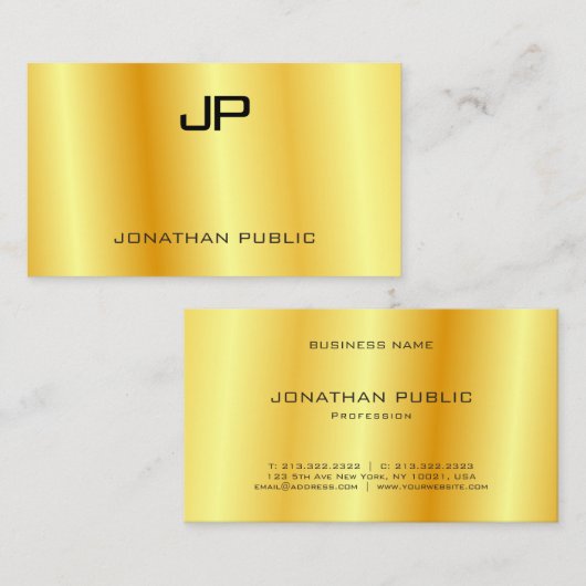 ボステンプレートエレガントグラマーフェイク金ゴールドモダン 名刺 (正面/裏面)