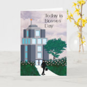 ボスデイカード、建物、ボス カード (黄色い花)