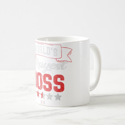 ボスデイTシャツワールドズオケイエストボスギフトおもしろい コーヒーマグカップ (正面右)