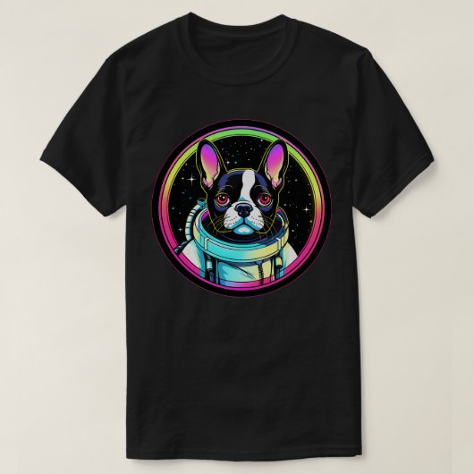 ボストおもしろいンテリアコズミック宇宙飛行士宇宙ドッグネ Tシャツ (デザイン正面)