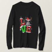 ボストおもしろいンテリアードッグツリークリスマスライトックスマ Tシャツ (デザイン正面)