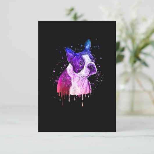 ボストおもしろいンテリア水の色の犬の恋人のギフトT-S 出欠カード (スタンド正面)