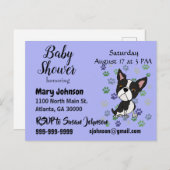 ボストおもしろいン・テリアとポーが赤ちゃんシャワーを印刷 インビテーションポストカード (正面/裏面)