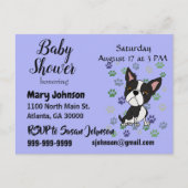 ボストおもしろいン・テリアとポーが赤ちゃんシャワーを印刷 インビテーションポストカード (正面)