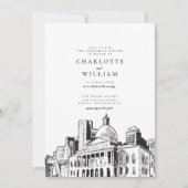 ボストエレガントモダンンスケッチリハーサルディナー 招待状 (正面)