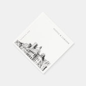 ボストエレガントンモダン・スケッチ・ニューイングランド結婚ズ スタンダードカクテルナプキン (角)